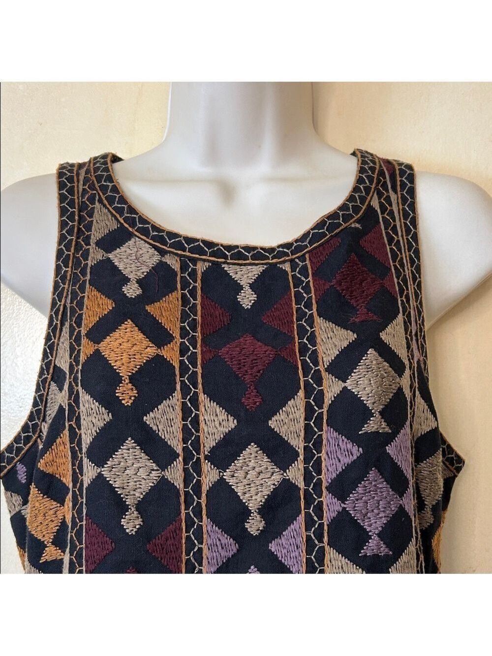 Free People Multicolor Aztec Embroidered Mini Dress size S - Picture 3 of 11